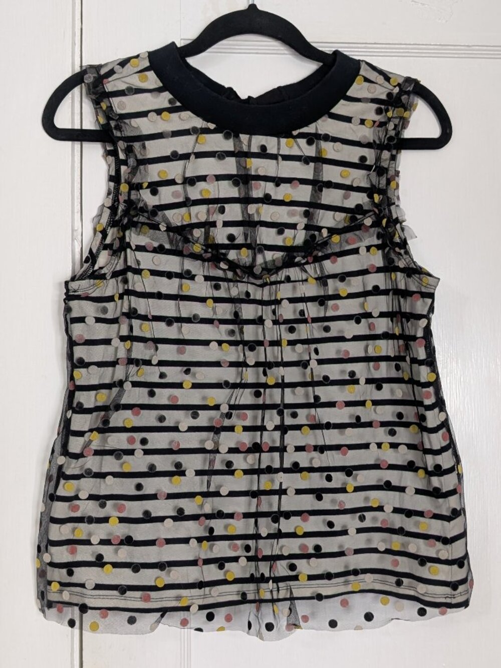 Anthropologie Maeve Contrast Polka Dot Tank Top Blouse Women's Small Artsy